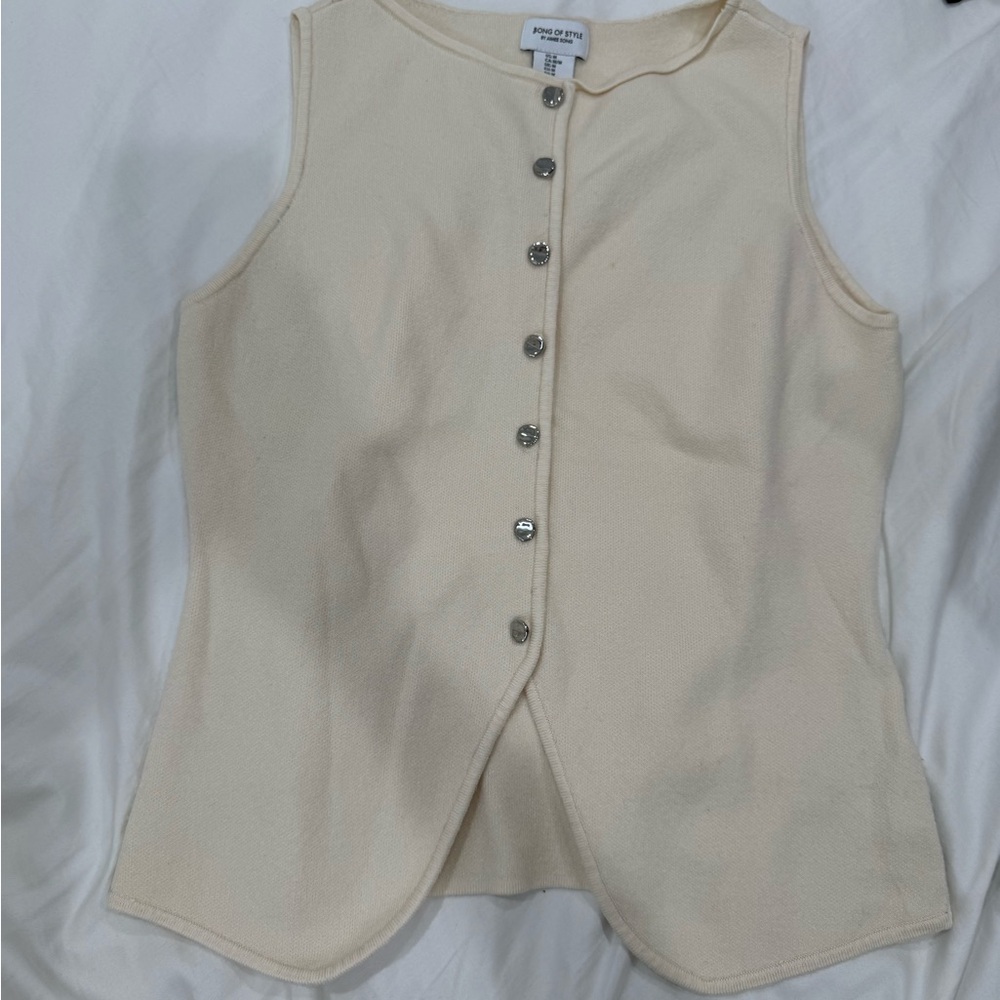 Song of Style Cream Sleeveless Button-Front Tank